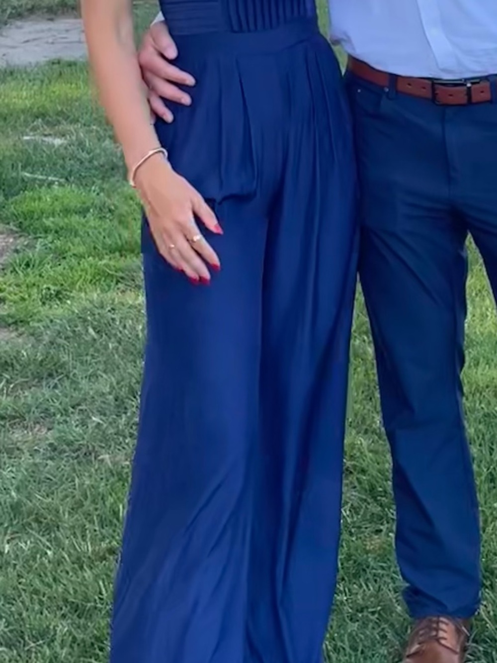 Ramy Brook Navy Wide-Leg Jumpsuit with Pleated Waist